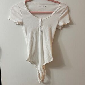 Abercrombie & Fitch White Ribbed Bodysuit